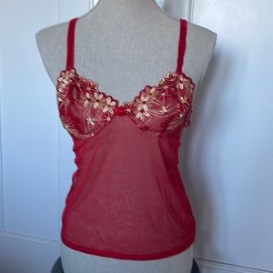 Isadora Paccini red camisole and thong panty lingerie
